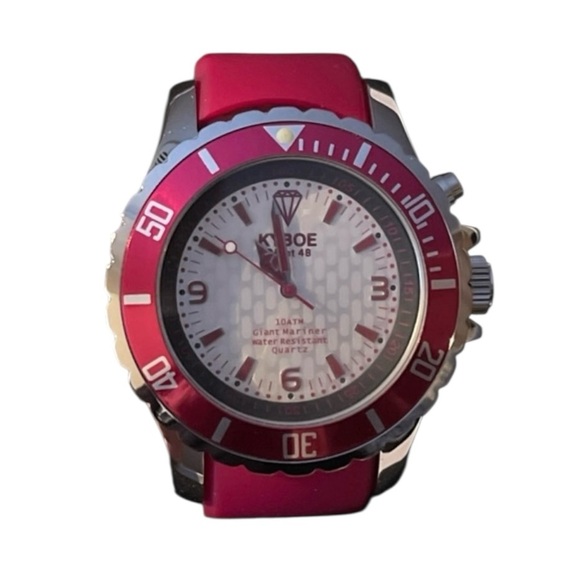 Nice KYBOE Giant Mariner 48mm, Backlight, Burgundy/Steel 10 ATM WR Men's Watch - Picture 1 of 2